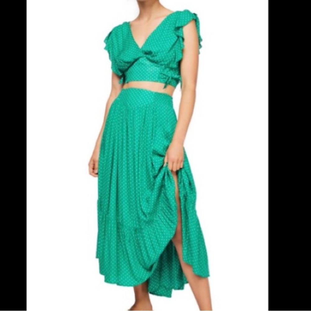 Flirty & Fun Free People Ruffled Crop & Midi Skirt Set. Size Small. Like New!